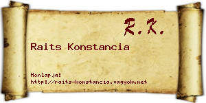 Raits Konstancia névjegykártya
